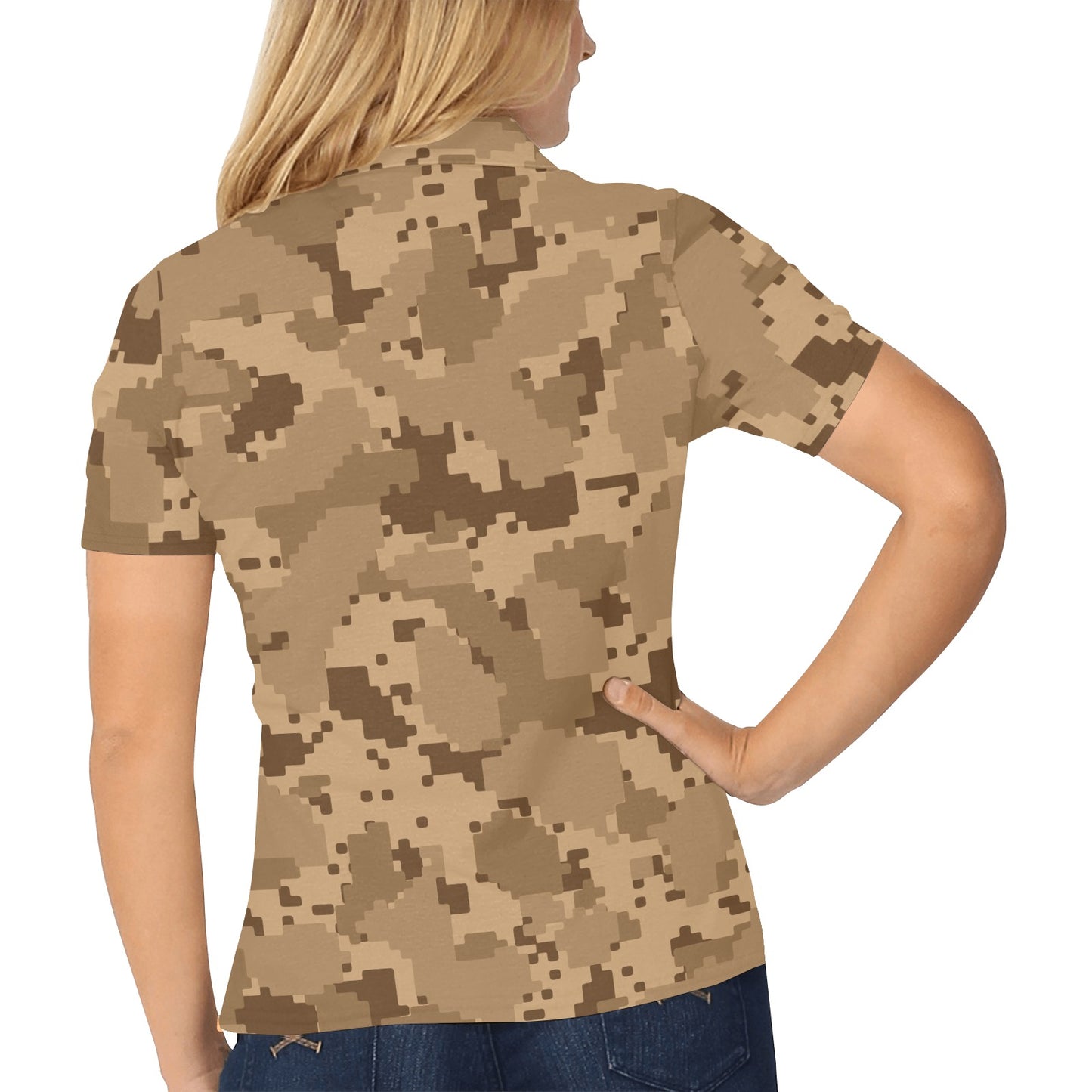 ACU Desert Digital Pattern Print Design 01 Women's Polo Shirt