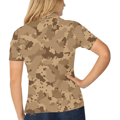 ACU Desert Digital Pattern Print Design 01 Women's Polo Shirt
