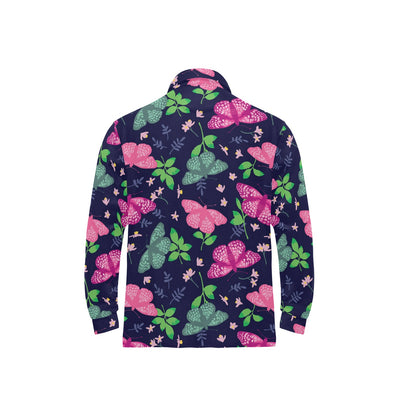 Monarch Butterfly Pattern Print Design 03 Long Sleeve Polo Shirt For Men's