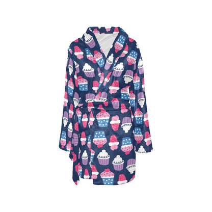 Cupcake Pattern Print Design CP04 Women's Fleece Robe