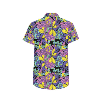 Trippy Print Design LKS305 Men Short Sleeve Button Up Shirt