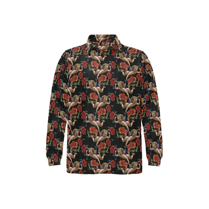 Cupid Pattern Print Design 05 Long Sleeve Polo Shirt For Men's