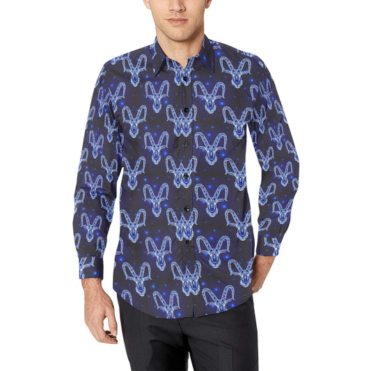 Goat Print Design LKS401 Men's Long Sleeve Dress Shirt
