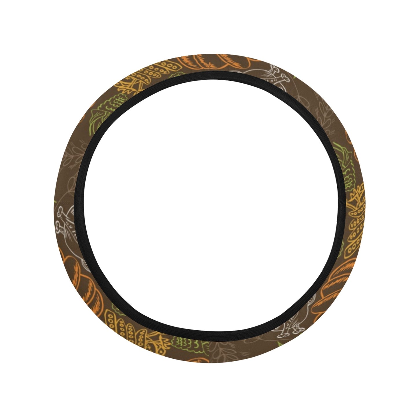 Thanksgiving Print Design LKS301 Steering Wheel Cover with Elastic Edge