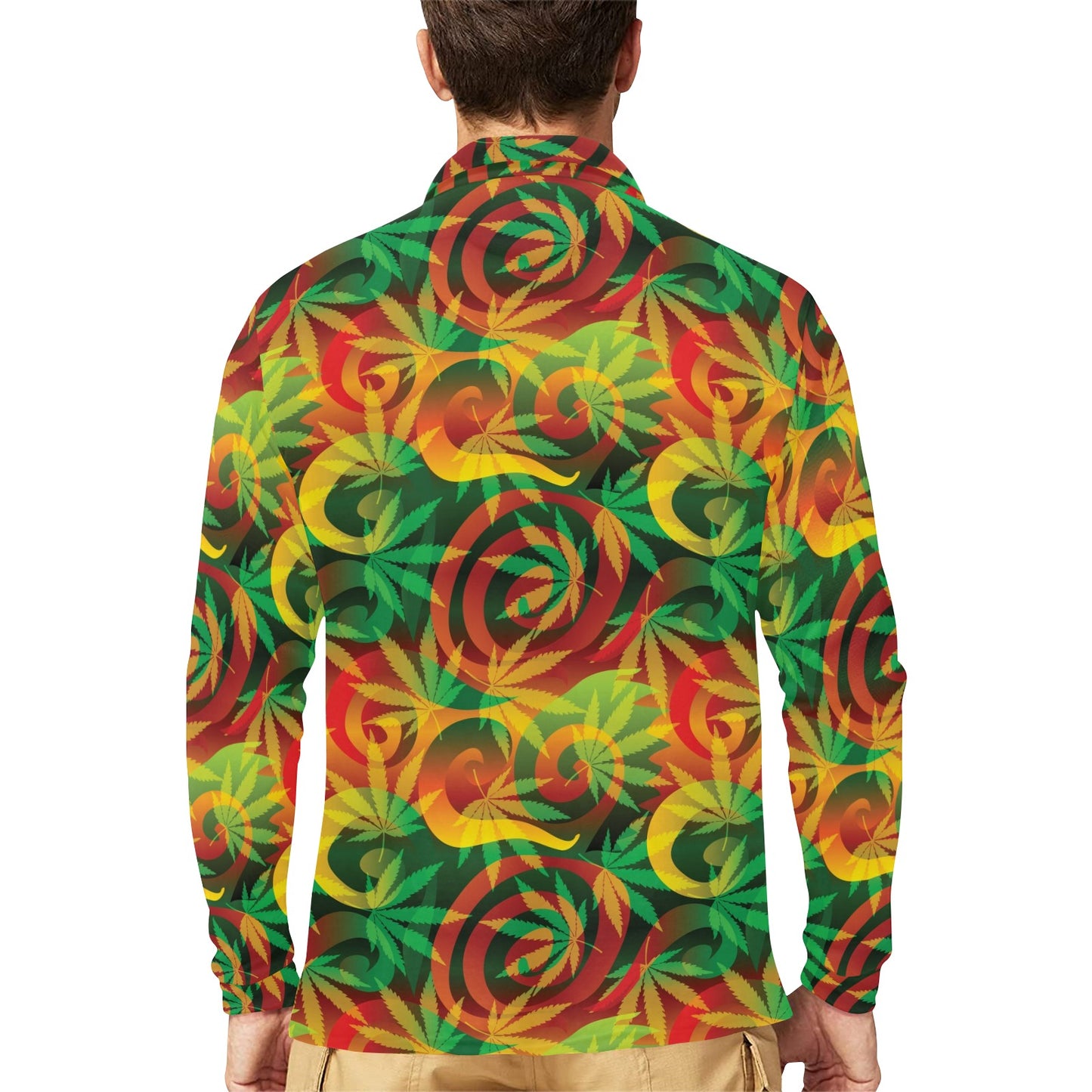 Rastafarian Pattern Print Design A01 Long Sleeve Polo Shirt For Men's