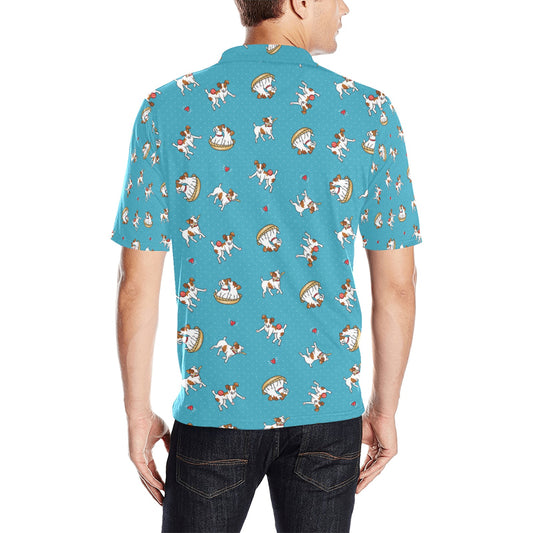 Russell Terriers Playing Print Design LKS305 Men Polo Shirt