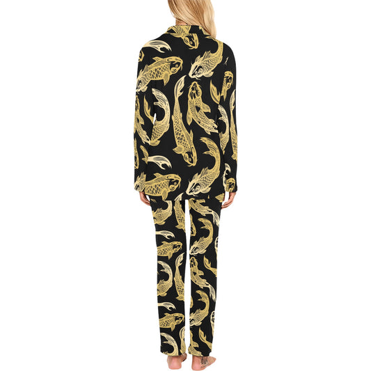 KOI Fish Pattern Print Design 03 Women's Long Pajama Set