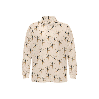 Cheerleader Pattern Print Design 03 Long Sleeve Polo Shirt For Men's