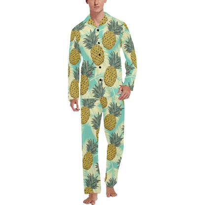 Pineapple Pattern Print Design PP03 Men's Long Pajama Set