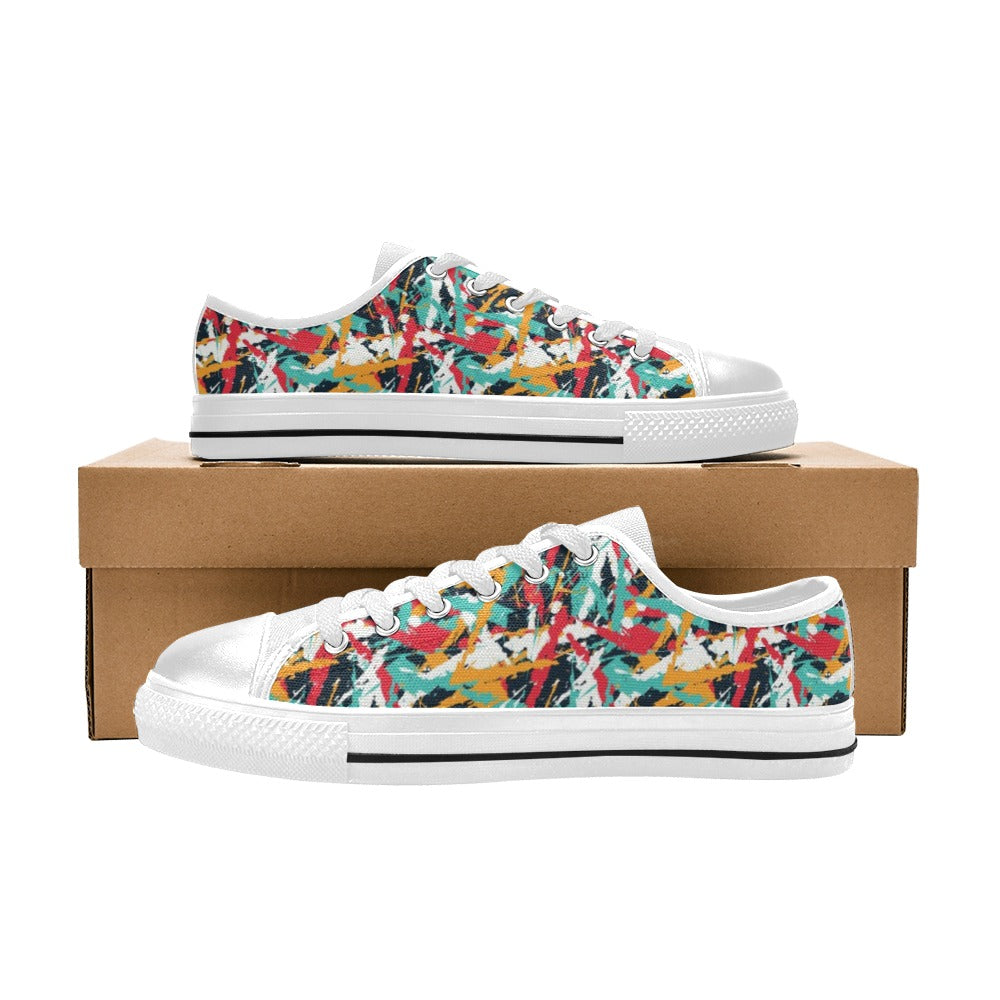 Splatter Print Design LKS304 Women's White Low Top Shoes