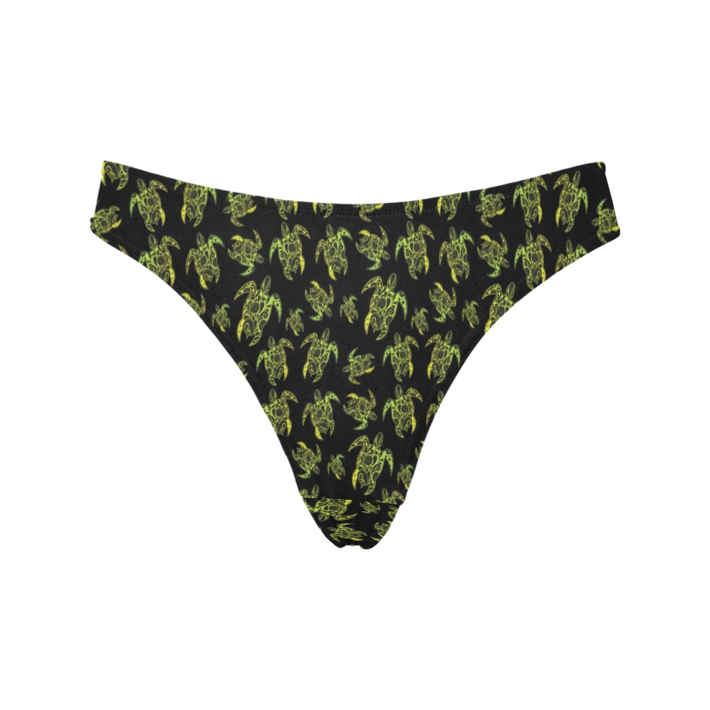 Green Tribal Turtle Polynesian Themed Women's Thongs