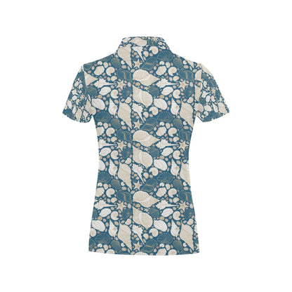 Seashell Print Design LKS308 Women's Polo Shirt