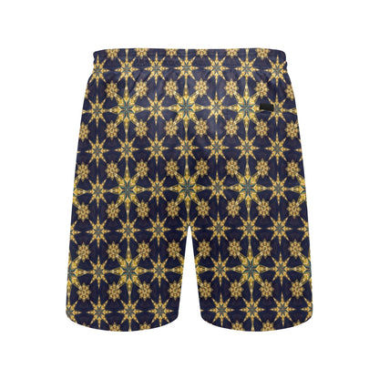 kaleidoscope Gold Print Design Men's Swim Trunks Beach Shorts