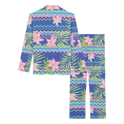 Lily Pattern Print Design LY015 Women's Long Pajama Set