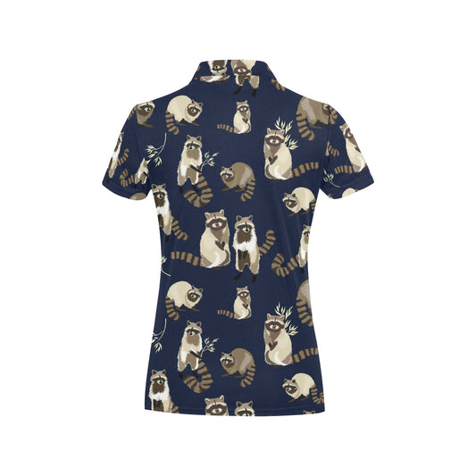 Raccoon Pattern Print Design A06 Women's Polo Shirt