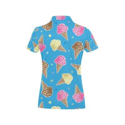 Ice Cream Pattern Print Design 01 Women's Polo Shirt