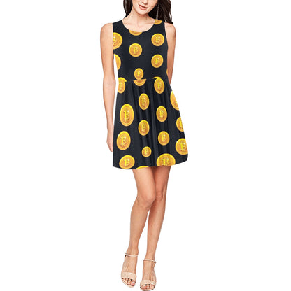 Bitcoin Pattern Print Design DO04 Sleeveless Dress