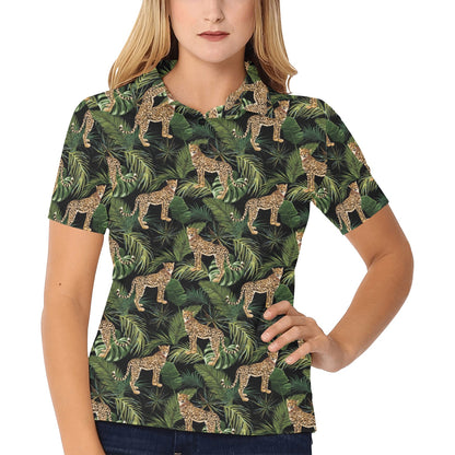 Cheetah Pattern Print Design 05 Women's Polo Shirt