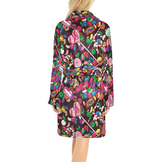 Candy Pattern Print Design CA02 Women's Fleece Robe