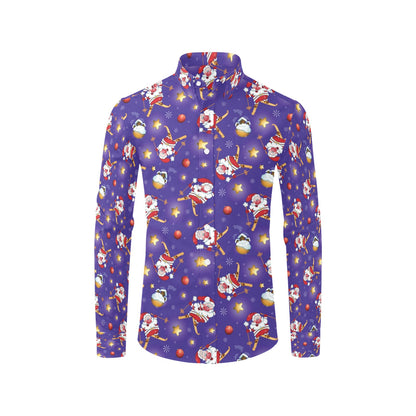 Ski Print Design LKS308 Men's Long Sleeve Dress Shirt