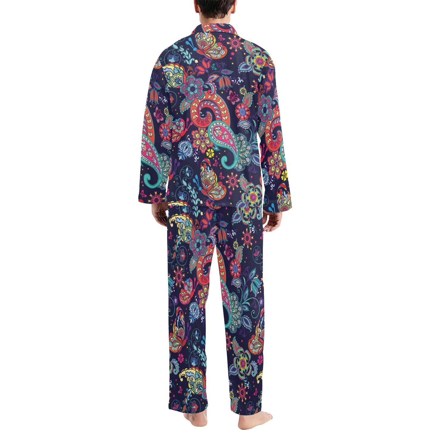 Paisley Boho Pattern Print Design A06 Men's Long Pajama Set