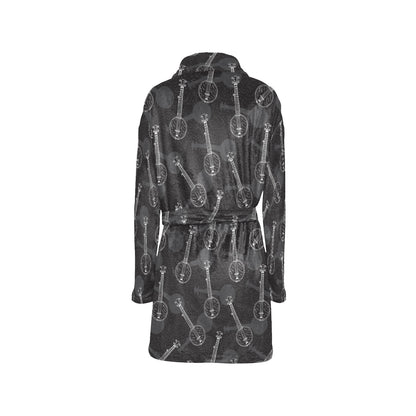 Banjo Pattern Print Design 03 Women's Fleece Robe