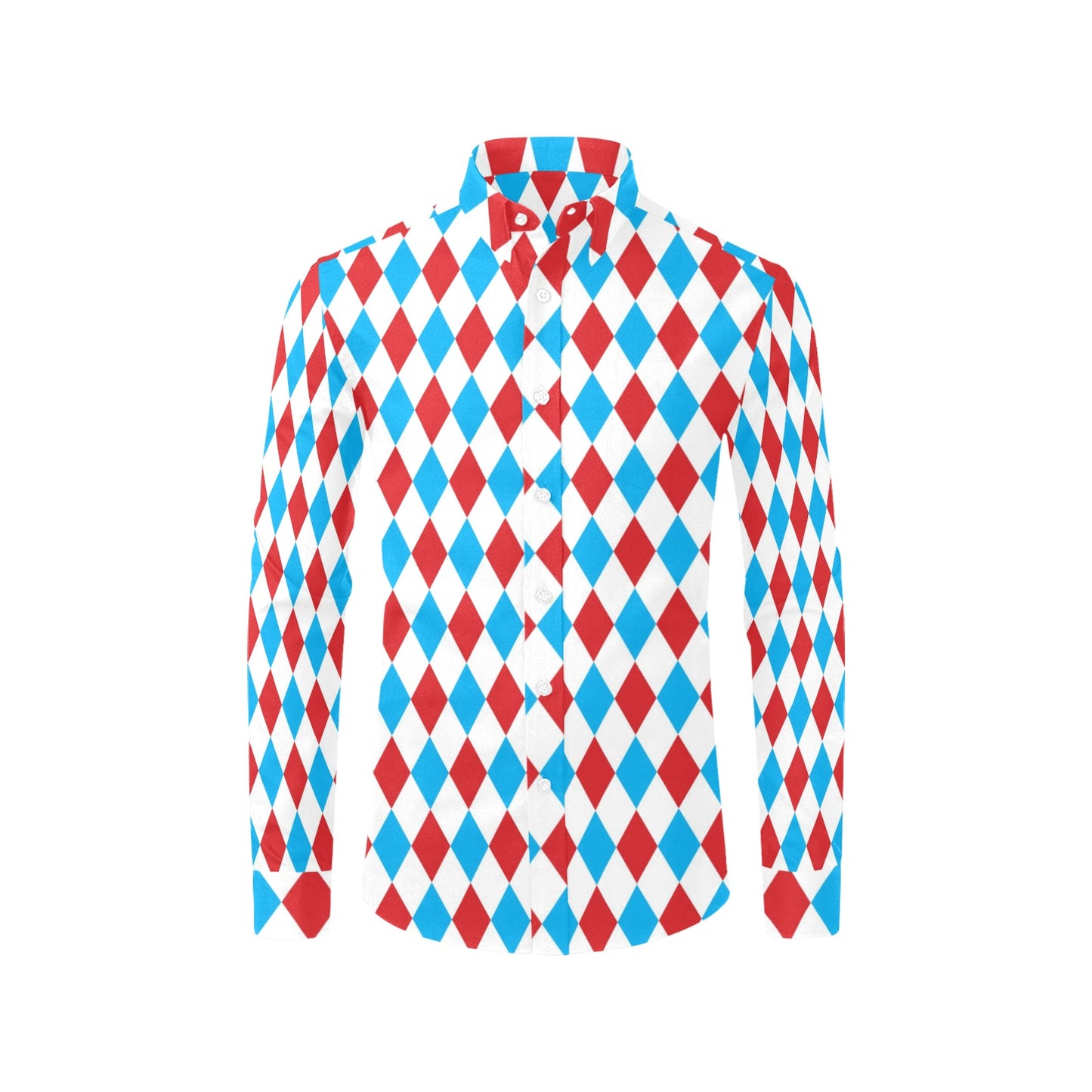 Harlequin Print Design LKS402 Men's Long Sleeve Dress Shirt
