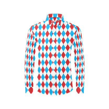 Harlequin Print Design LKS402 Men's Long Sleeve Dress Shirt