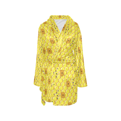 Honey Bee Print Design LKS303 Women's Fleece Robe