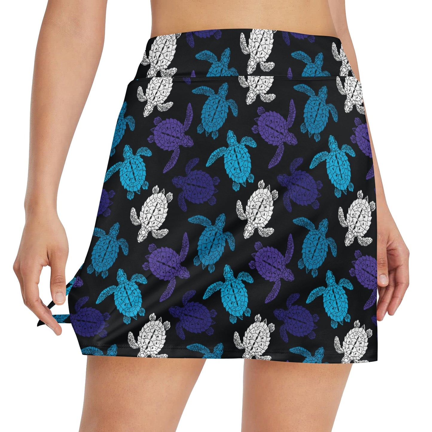 Sea Turtle Print Design LKS306 17" Golf & Pickleball Skort with Pockets