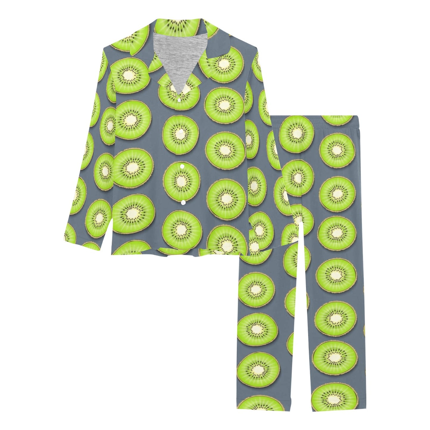Kiwi Pattern Print Design KW06 Women's Long Pajama Set