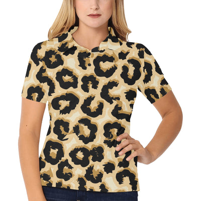 Jaguar Skin Pattern Print Design 02 Women's Polo Shirt