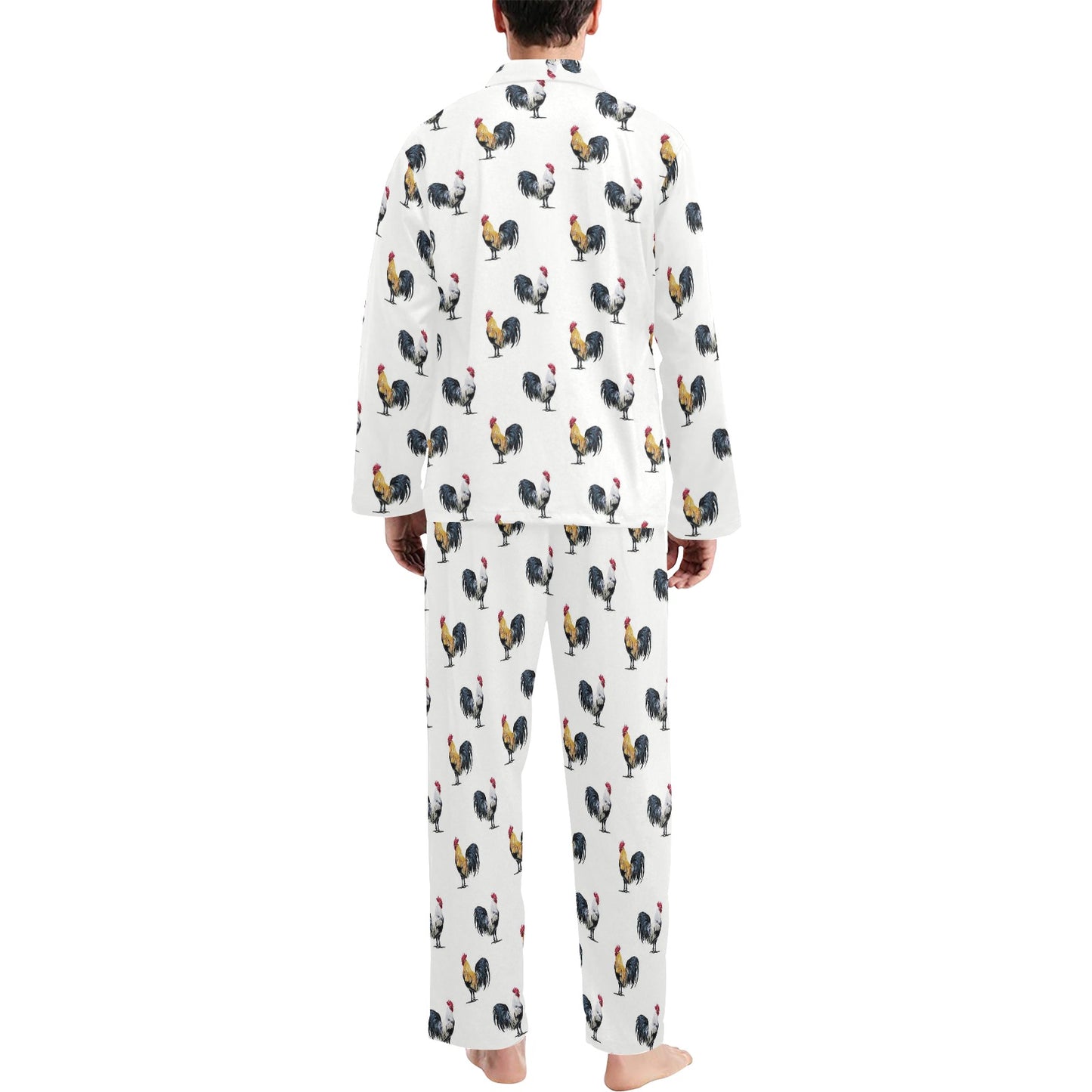 Chicken Pattern Print Design 02 Men's Long Pajama Set