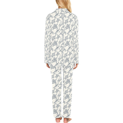 Sea Turtle Print Design LKS304 Women's Long Pajama Set
