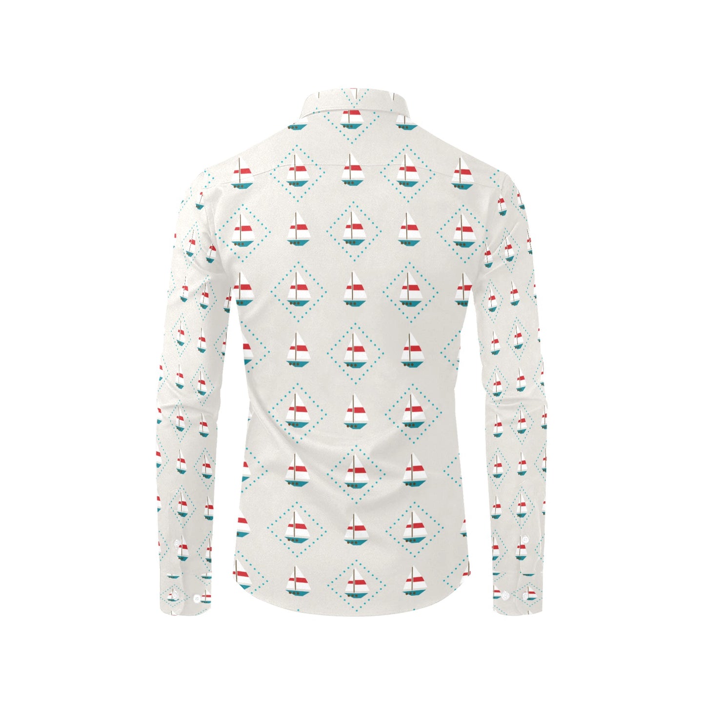 Sailboat Print Design LKS301 Men's Long Sleeve Dress Shirt