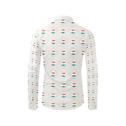 Sailboat Print Design LKS301 Men's Long Sleeve Dress Shirt