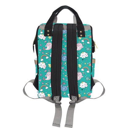 Narwhal Pattern Print Design 04 Diaper Bag Backpack