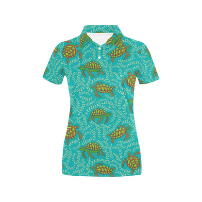 Sea Turtle Pattern Print Design T010 Women's Polo Shirt