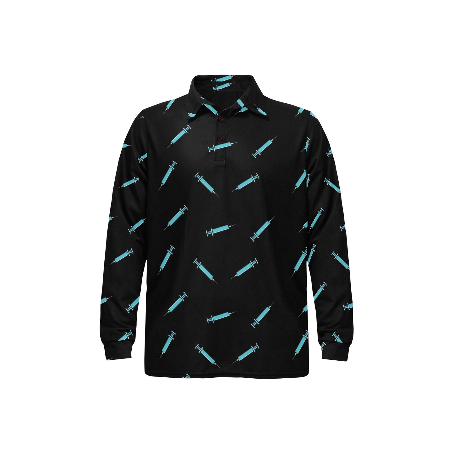 Phlebotomist Pattern Print Design A04 Long Sleeve Polo Shirt For Men's