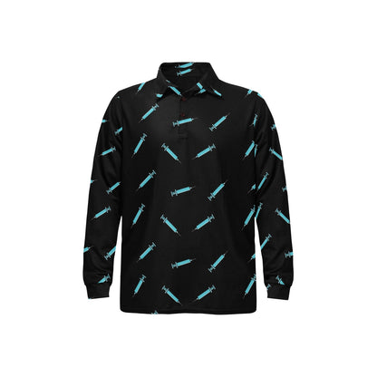 Phlebotomist Pattern Print Design A04 Long Sleeve Polo Shirt For Men's