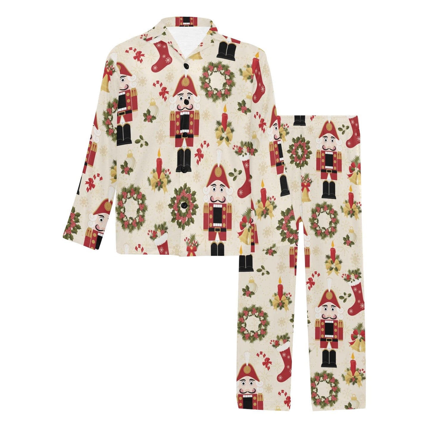 Nutcracker Pattern Print Design A01 Men's Long Pajama Set