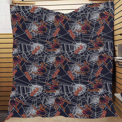 Tarantula Spiderwebs Pattern Print Design 01 Premium Quilt