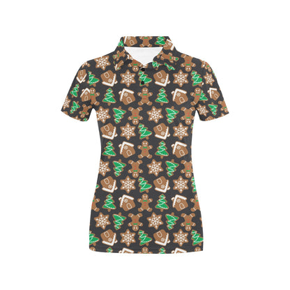 Gingerbread Pattern Print Design 02 Women's Polo Shirt