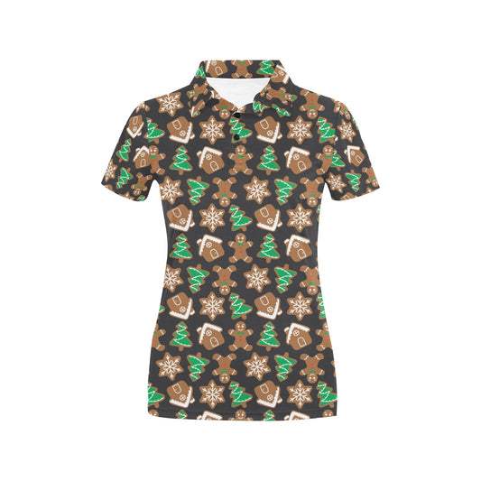 Gingerbread Pattern Print Design 02 Women's Polo Shirt