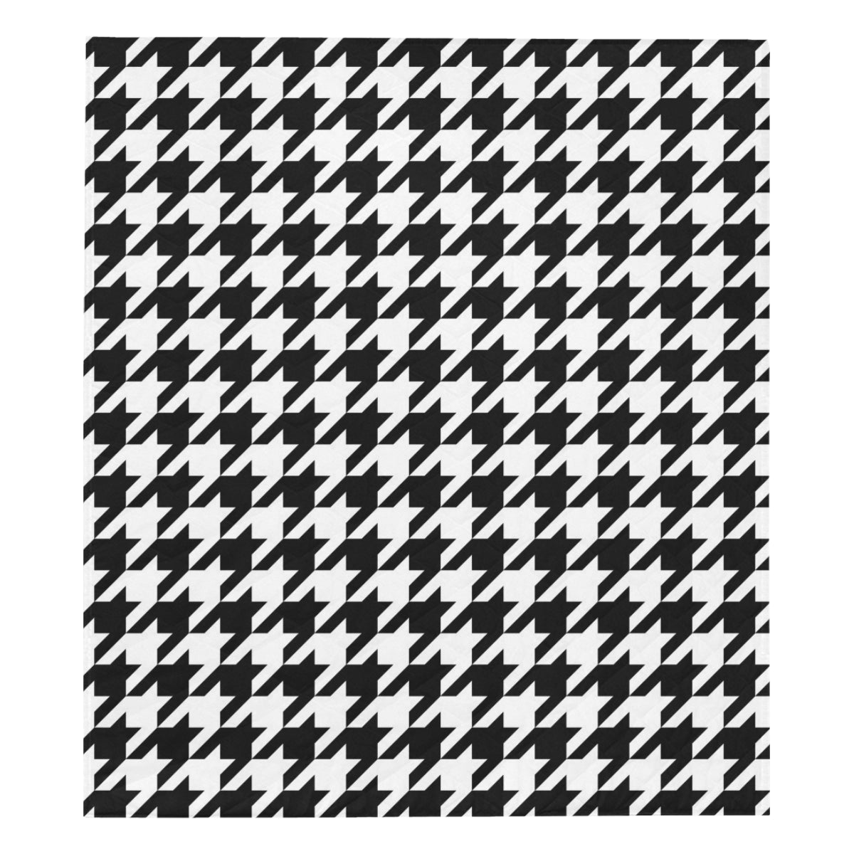 Houndstooth Black White  Pattern Print Design 05 Premium Quilt