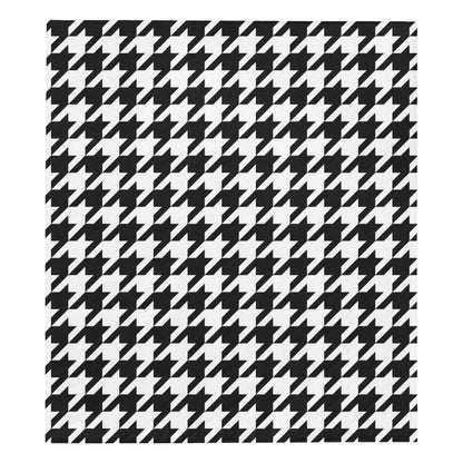 Houndstooth Black White  Pattern Print Design 05 Premium Quilt