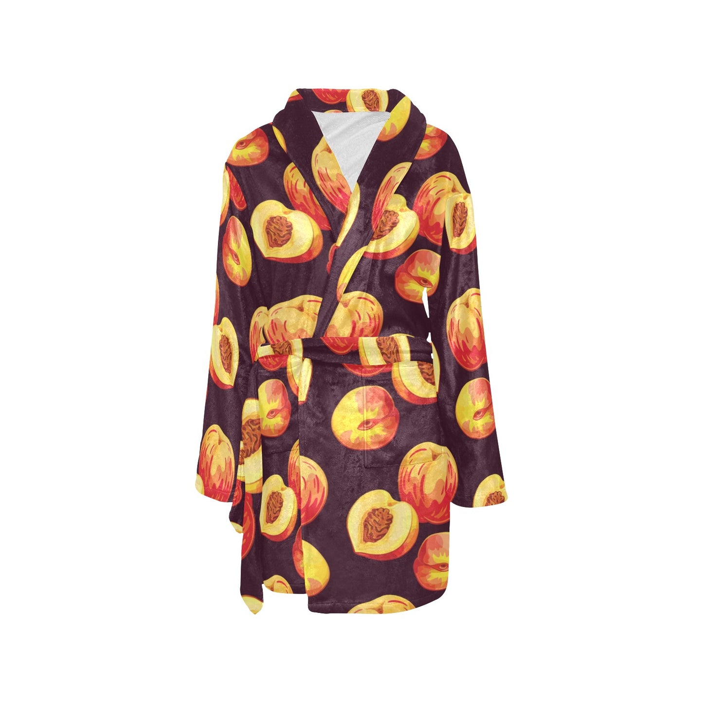 Peach Pattern Print Design A04 Women's Fleece Robe