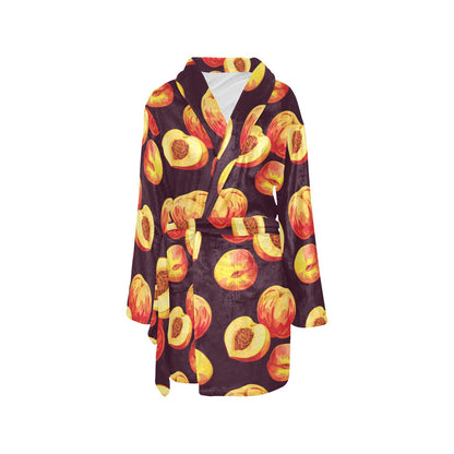 Peach Pattern Print Design A04 Women's Fleece Robe