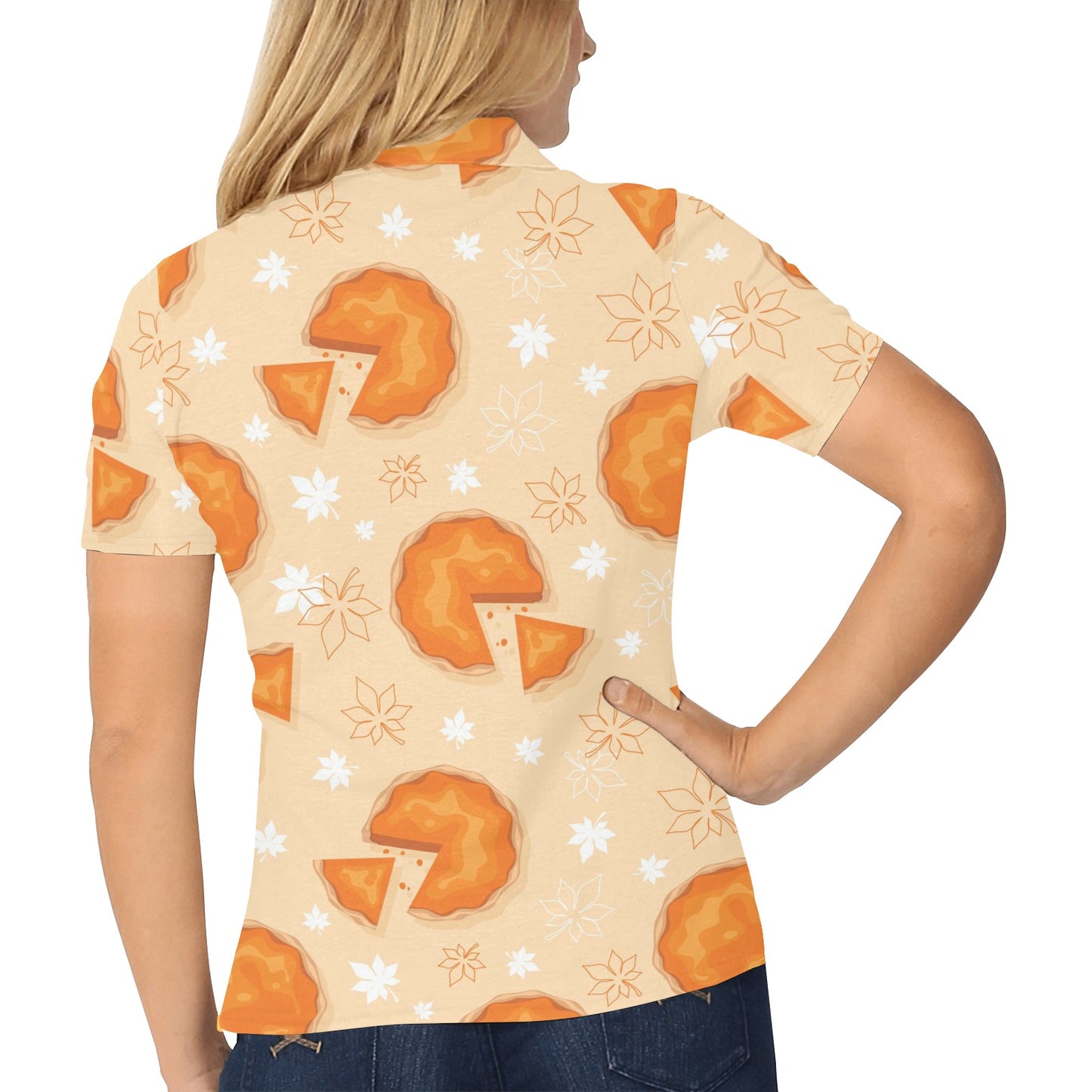 Pie Pattern Print Design A01 Women's Polo Shirt