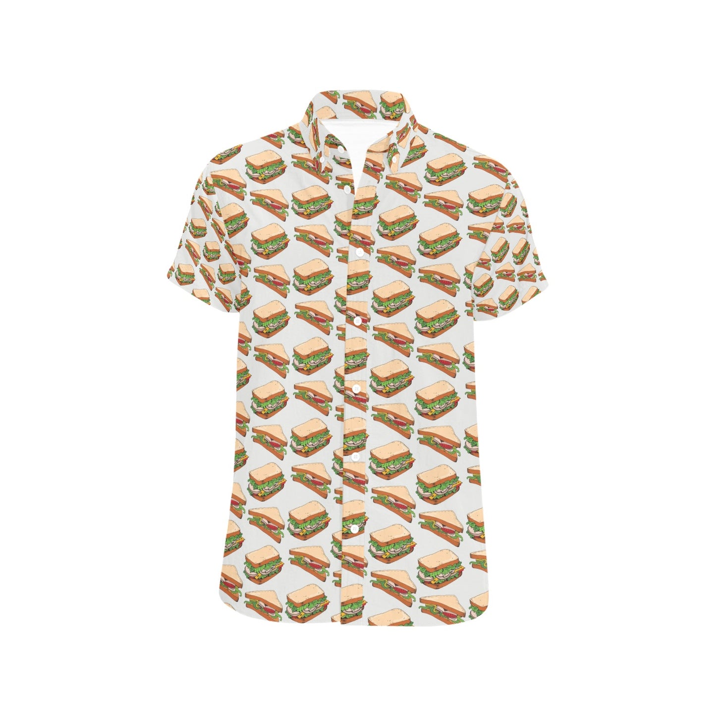 Sandwich Print Design LKS302 Men Short Sleeve Button Up Shirt